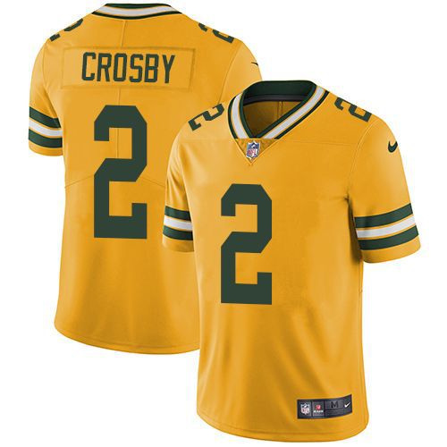 Men Green Bay Packers #2 Mason Crosby Nike Yellow Rush Limited NFL Jersey